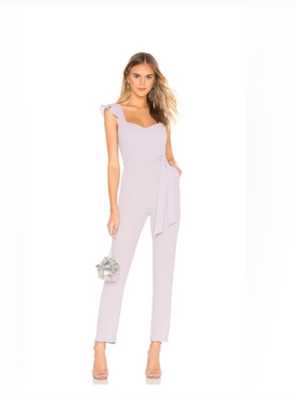 Superdown Women's Lavender Tie-Waist Jumpsuit